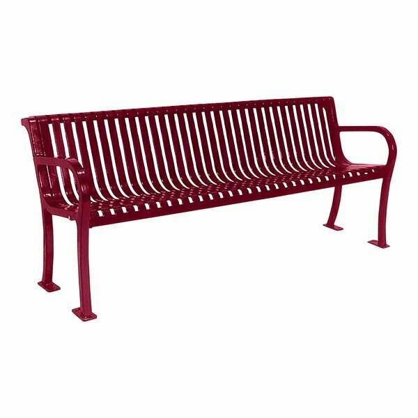 Ultra Site Lexington 6' Burgundy Slat Bench with Backrest 75'' x 26 7/8'' x 35 1/2'' 38A954S6BG